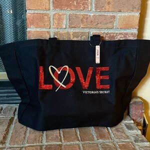 NWT Victoria's Secret Red Sequin LOVE Tote Bag